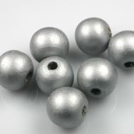 16 mm Silver Wood Beads - 5 x