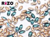 R-60030/27101 Aqua Capri Gold Rizo Beads * BUY 1 - GET 1 FREE *