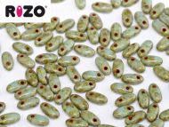 R-63030/86805 Turquoise with Dark Travertin Rizo Beads * BUY 1 - GET 1 FREE *