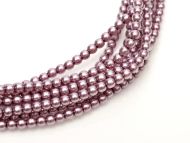 Mauve 4 mm Glass Round Pearls