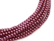 Fuchsia 3 mm Glass Round Pearls