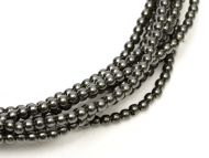 Dark Hematite 2 mm Glass Round Pearls