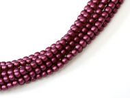 Fuchsia Satin 3 mm Glass Round Pearls