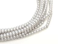 Platinum Satin 3 mm Glass Round Pearls