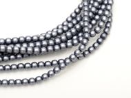 Hematite Satin 3 mm Glass Round Pearls