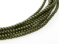 Olive Satin 4 mm Glass Round Pearls