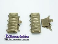 Box Clasp Rectangle 4-strands 25 mm Antique Bronze