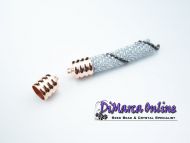 End Caps/Cord Ends Rib 8 mm inside diameter Rose Gold