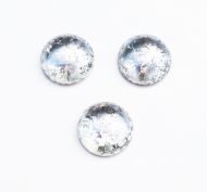 CabR-94400 Flaky Silver 14 mm Round Cabochon Glass 2 x