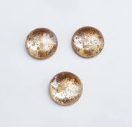 CabR-94404 Flaky Gold 14 mm Round Cabochon Glass 2 x