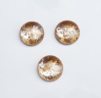 CabR-94404 Flaky Gold 14 mm Round Cabochon Glass 2 x