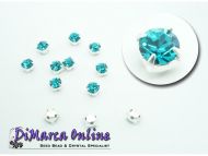 CiS16 Blue Zircon in Silver Chaton in Setting 3.5 mm SS16 Preciosa - 24 x