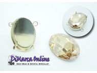 Pendant Setting Oval 30x22 mm with 2 top side loops Gold Plated