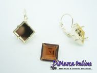 Earring Setting Leverback 12 mm Square Gold Plated