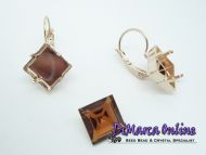 Earring Setting Leverback 12 mm Square Rose Gold Plated