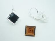 Earring Setting Leverback 12 mm Square Silver Plated