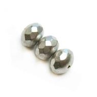 Silver Matte Rondelles 6x9 mm Fire Polished - 25 x