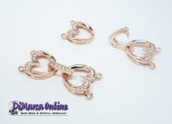 Fold-Over Clasp Cubic Zirconia Micro Pavé 2-Strand 31 mm Rose Gold Plated