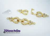 Fold-Over Clasp Cubic Zirconia Micro Pavé 1-Strand 42 mm Gold Plated