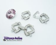 Fold-Over Clasp Cubic Zirconia Micro Pavé 2-Strand 26 mm Silver Plated