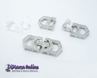 Fold-Over Clasp Cubic Zirconia Micro Pavé 25 mm Silver Plated