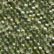 FP02 Crystal Metallic Green Tea 2 mm Fire Polished - 5 grams