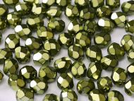 FP04 Heavy Metal Green Apple 4 mm Fire Polished - 100 x