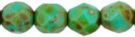 FP04 Opaque Green Turquoise with Dark Travertin 4 mm Fire Polished - 100 x
