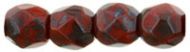FP04 Opaque Red with Dark Travertin 4 mm Fire Polished - 100 x