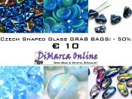 Grab Bag Czech Shaped Glass -50% Blue/Green