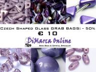 Grab Bag Czech Shaped Glass -50% Purple/Pink