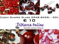 Grab Bag Czech Shaped Glass -50% Red/Orange