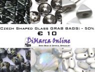 Grab Bag Czech Shaped Glass -50% White/Silver/Black