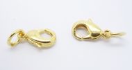 Lobster Clasp 12 mm Gold Plated - 2 x