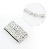 Magnetic Clasp Rectangle Glue-in 37 mm Relief Design Silver