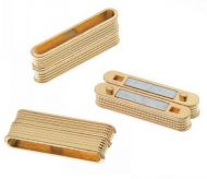 Magnetic Clasp Rectangle Glue-in 38 mm Ribbed Design Gold