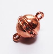 Magnetic Clasp 12 mm with Rhinestones Rose Gold