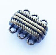 Magnetic Clasp 3 strands Antique Bronze