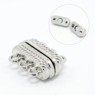 Magnetic Clasp 3 strands Silver