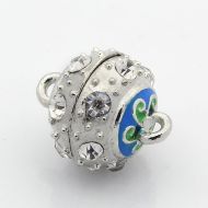 Magnetic Clasp Enamel Swirl Blue/Green 13 mm