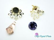 Earring Setting Victorian Stud with bottom loop SS39 - 8 mm Gold Plated