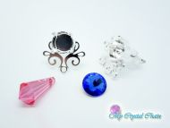 Earring Setting Victorian Stud with bottom loop SS39 - 8 mm Silver Plated