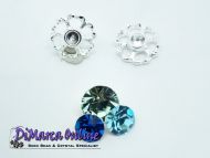 Embedding Elements Hollow Flower for 12 mm Cup Chain Silver Plated - 2 x
