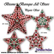 Tutorial 15 - 25 rows - Bicone Baroque All Stars (4 x) - 3D Peyote Star + Basic Tutorial (download link per e-mail)