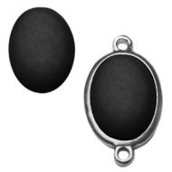 Pol Matt Nero Black 18x13 mm Oval Cabochon Polaris