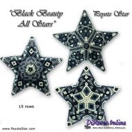 Tutorial 15 - 20 rows - Black Beauty All Stars 3D Peyote Star + Basic Tutorial (download link per e-mail)