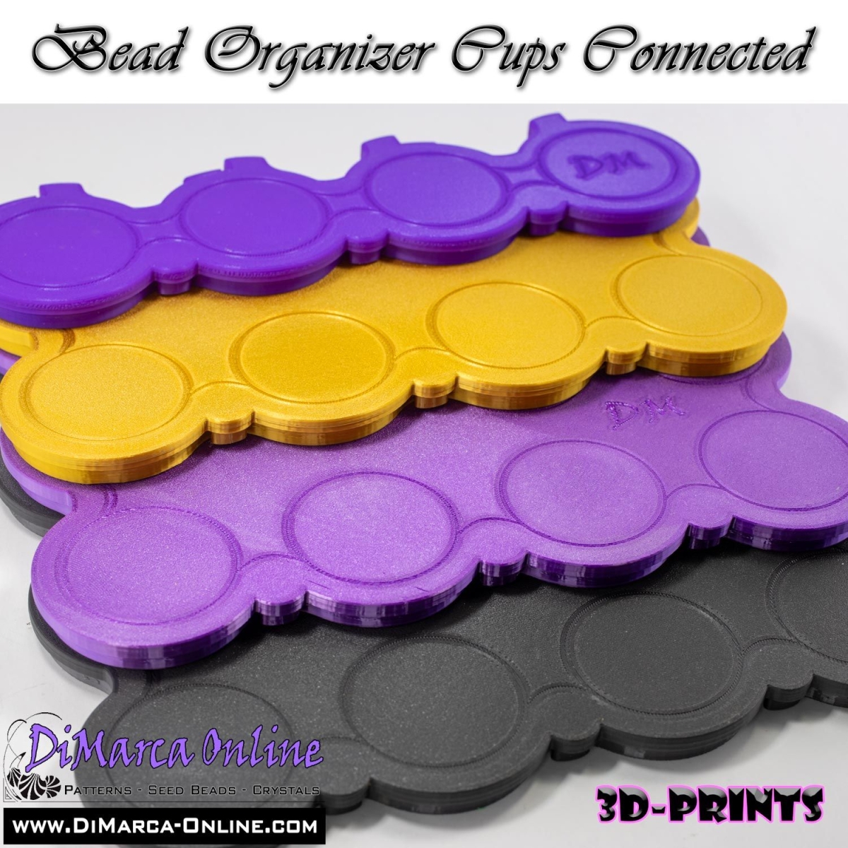 Bead Organizer Cups Connected - 04 Cups - Alphabet, Numbers or Blanks with  Lid - DiMarca Online