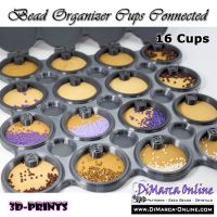 Bead Organizer Cups Connected - 16 Cups - Alphabet, Numbers or Blanks with Lid