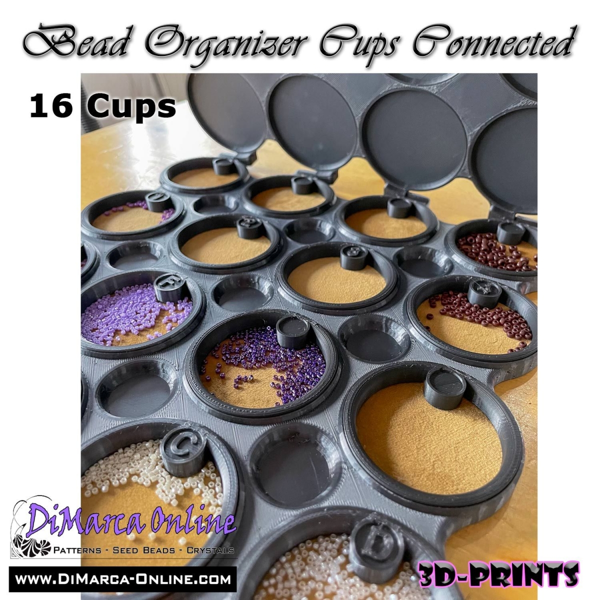 Bead Organizer Cups - Alphabet, Numbers or Blanks - DiMarca Online