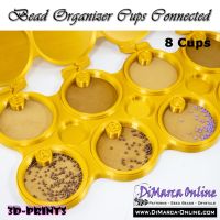 Bead Organizer Cups Connected - 08 Cups - Alphabet, Numbers or Blanks with Lid